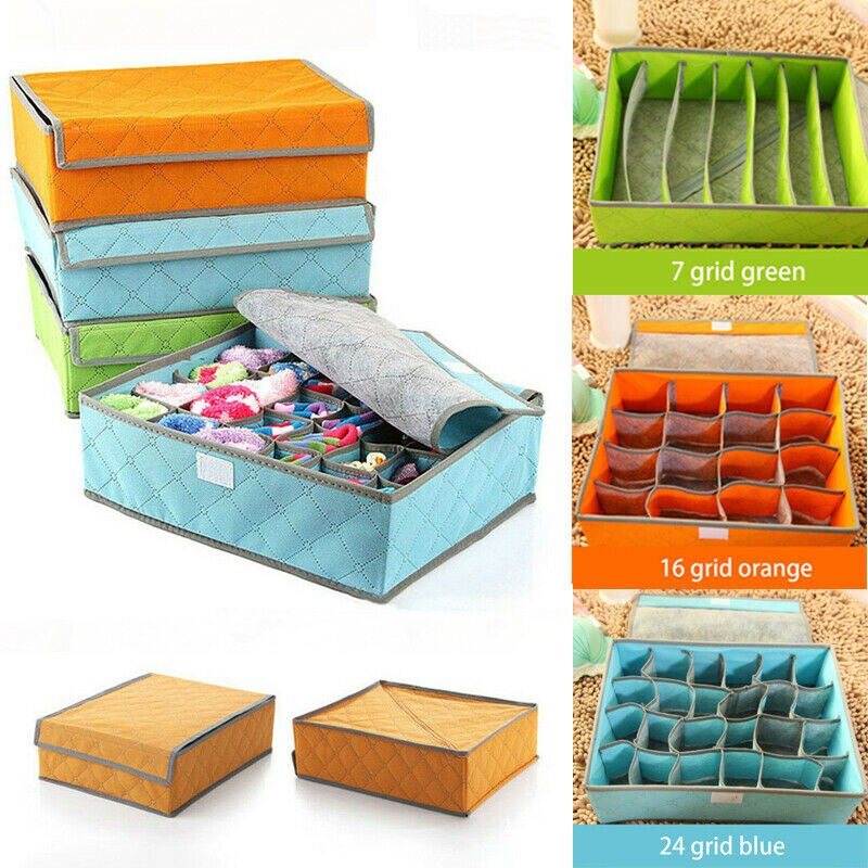 Casier pliable de rangement pour sous-vêtements 7/16/24 cases | Organiseur de stockage pliable pour sous-vêtements chaussettes