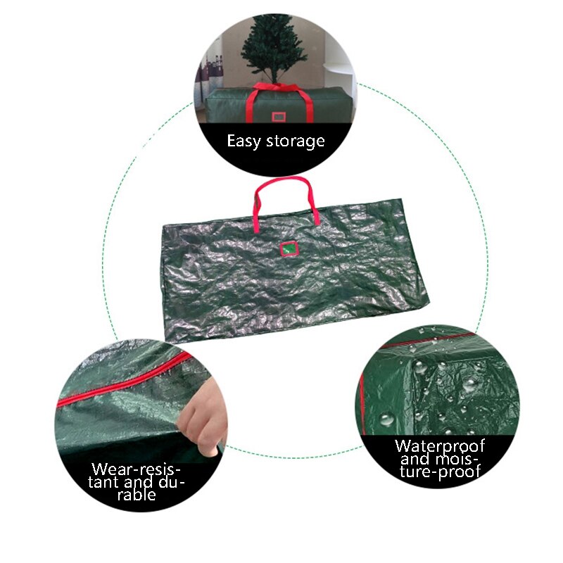 Stort opbevaringspose til juletræ-holdbart forstærket håndtag og vandtætte dobbelt lynlåse for at forhindre støv, fugtighed