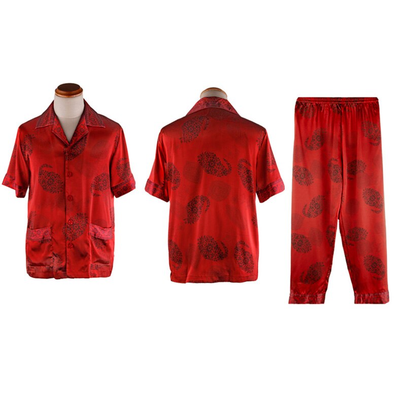 Pyjama en Satin de soie à manches courtes pour homme, ensemble de vêtements de nuit pour la maison, directe