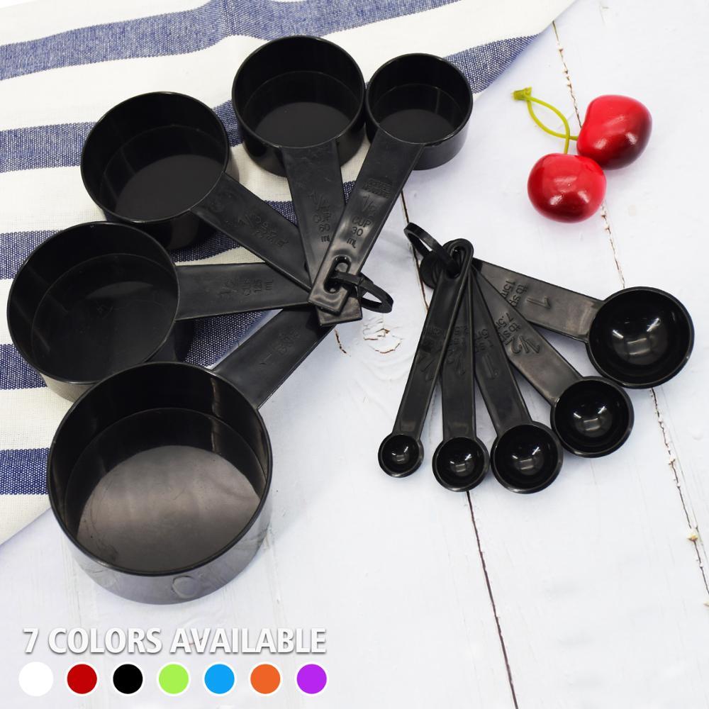 10 Uds 7 Color tazas de medir y cuchara medidora tipo pala mango de silicona herramienta de medición para cocina