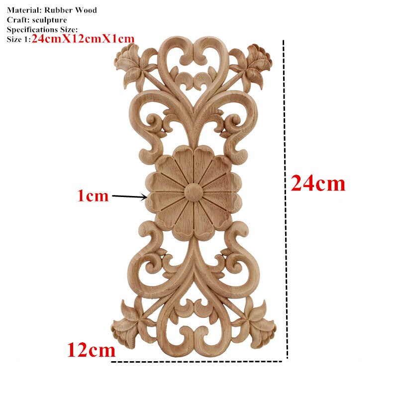 VZLX Ongeverfd Hout Eiken Golf Bloem Onlay Decal Hoek Applique voor Meubelen Decor Decoratieve Hout Gesneden Lange Applique: 24cmX12cm