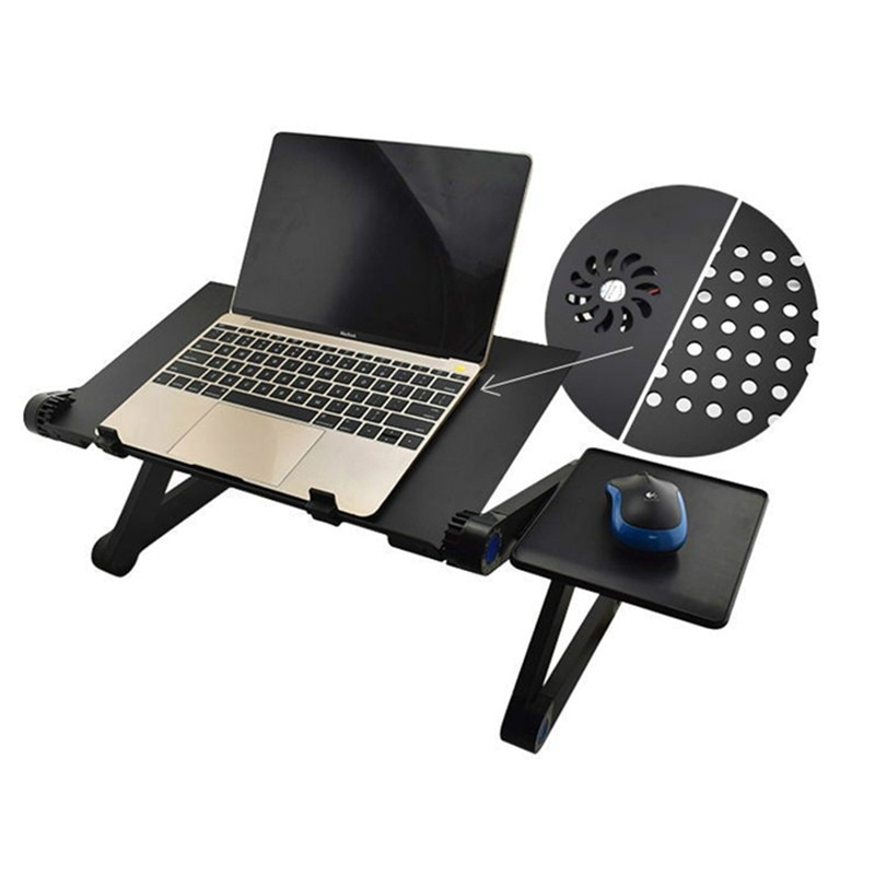 Ayarlanabilir alüminyum dizüstü bilgisayar masası ergonomik taşınabilir dizüstü standı tutucu yatak için dizüstü standı soğutma fanı ile fare kurulu