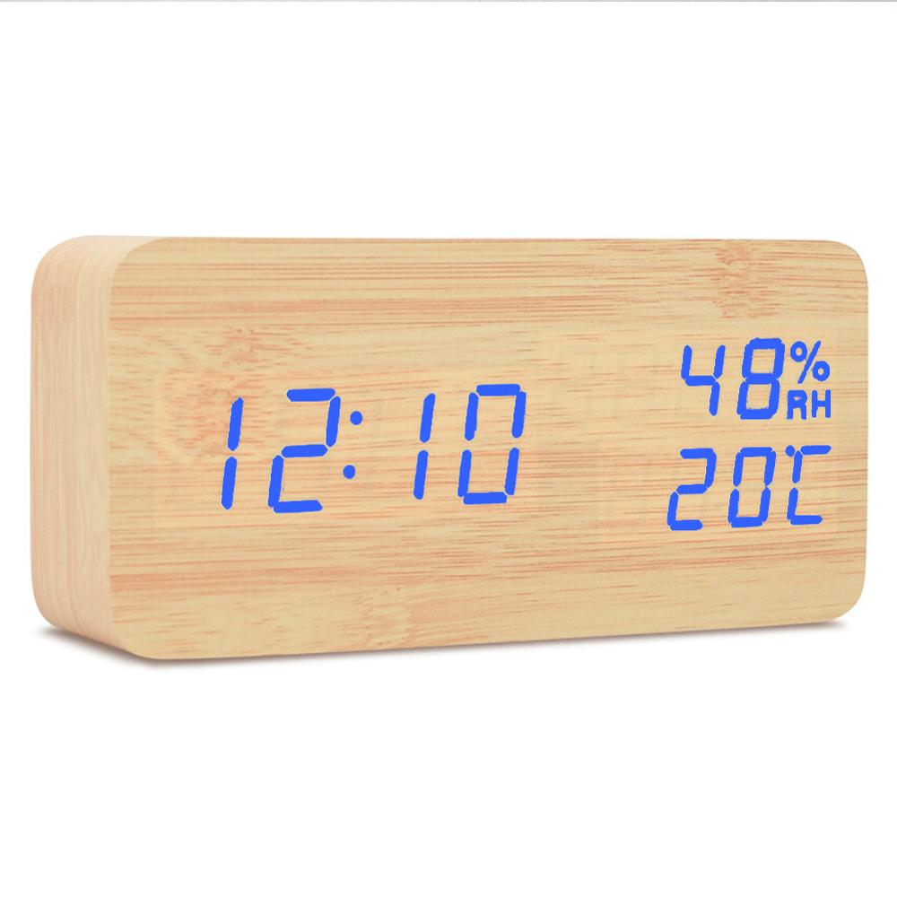 Wood Alarm Clock USB/Batteries PowereD Home Bedside Bedroom Desktop LivingRoom Multifunction Electronic LED Display Alarm Clock: 2