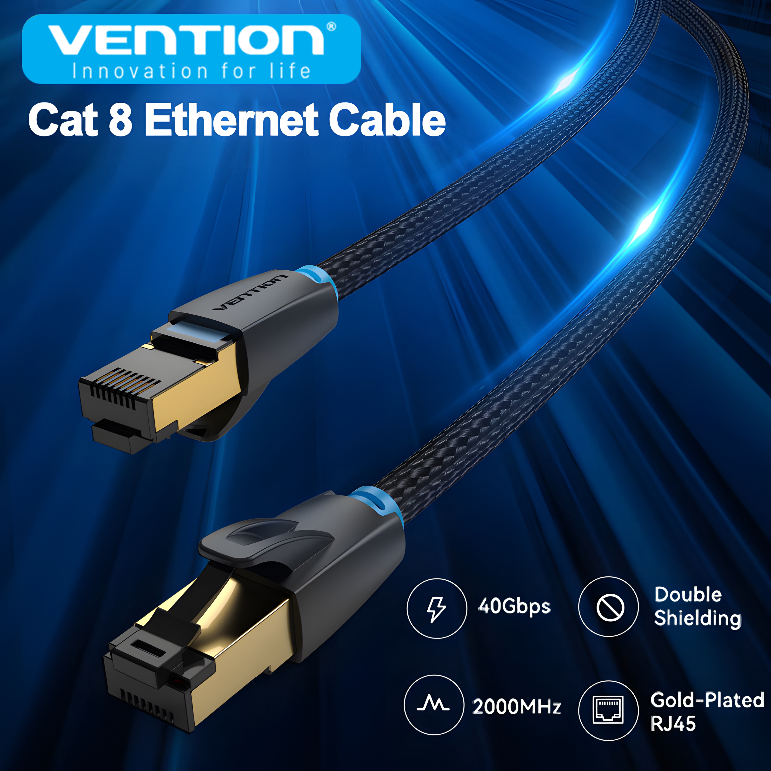 Ventie Cat8 Ethernet Kabel 40Gbps Gaming Hoge Snelheid 2000MHz Dubbel Schild Netwerken Katoenen Draad voor PC Modem router Laptop