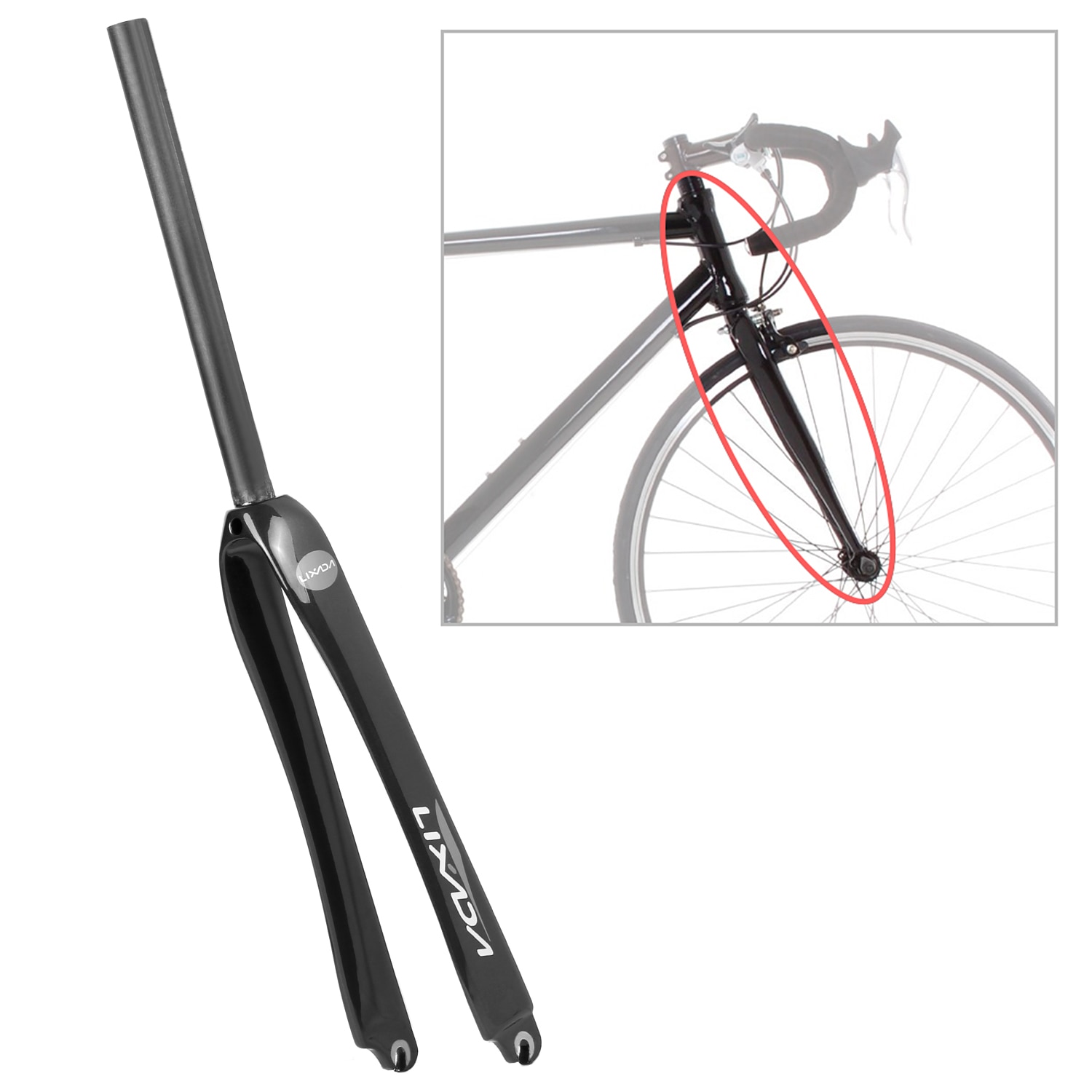 Lixada 25.4Mm Ultralight Full Carbon Wegfiets Vork 700C Fietsen Fixed Gear Racefiets Vork Fixie Bike Front vork