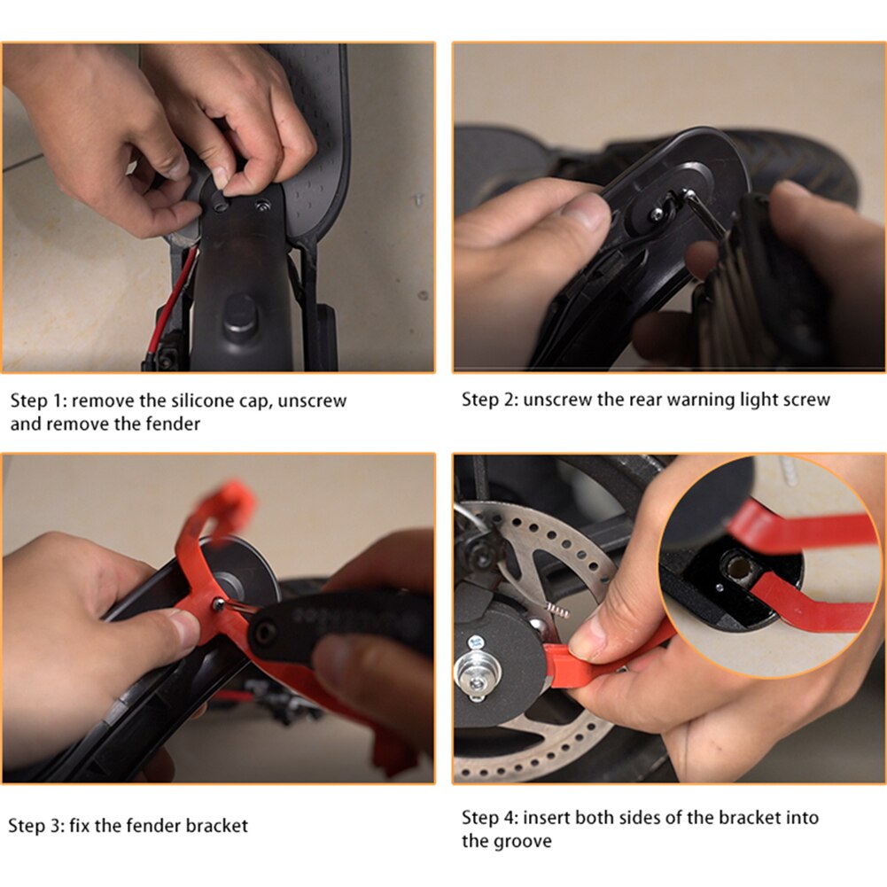 Electric Scooter Rear Fender Mudguard Support Stand Taillight Set for M365 Scooter Replacement Accessories