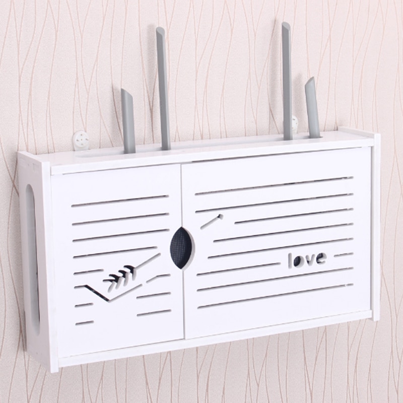 Urijk trådlös wifi router förvaringsbox pvc panel trä-plast hylla väggbeklädnader fäste kabel förvaring heminredning-