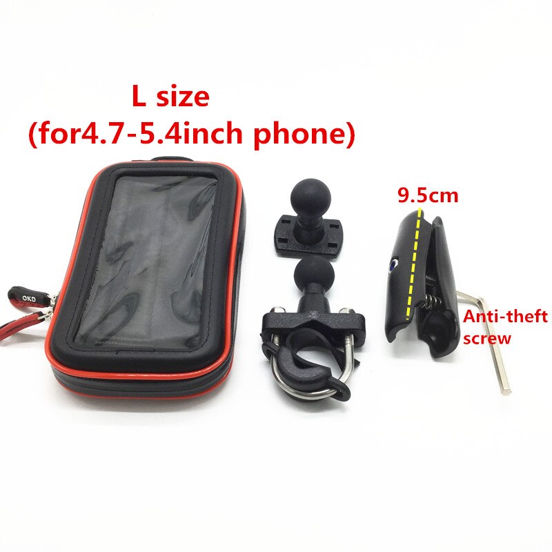 Motorcycle Phone Mount - Waterproof Zipper Case - ABS Plastic - Anti-theft Lever - for Smartphones: kit 6