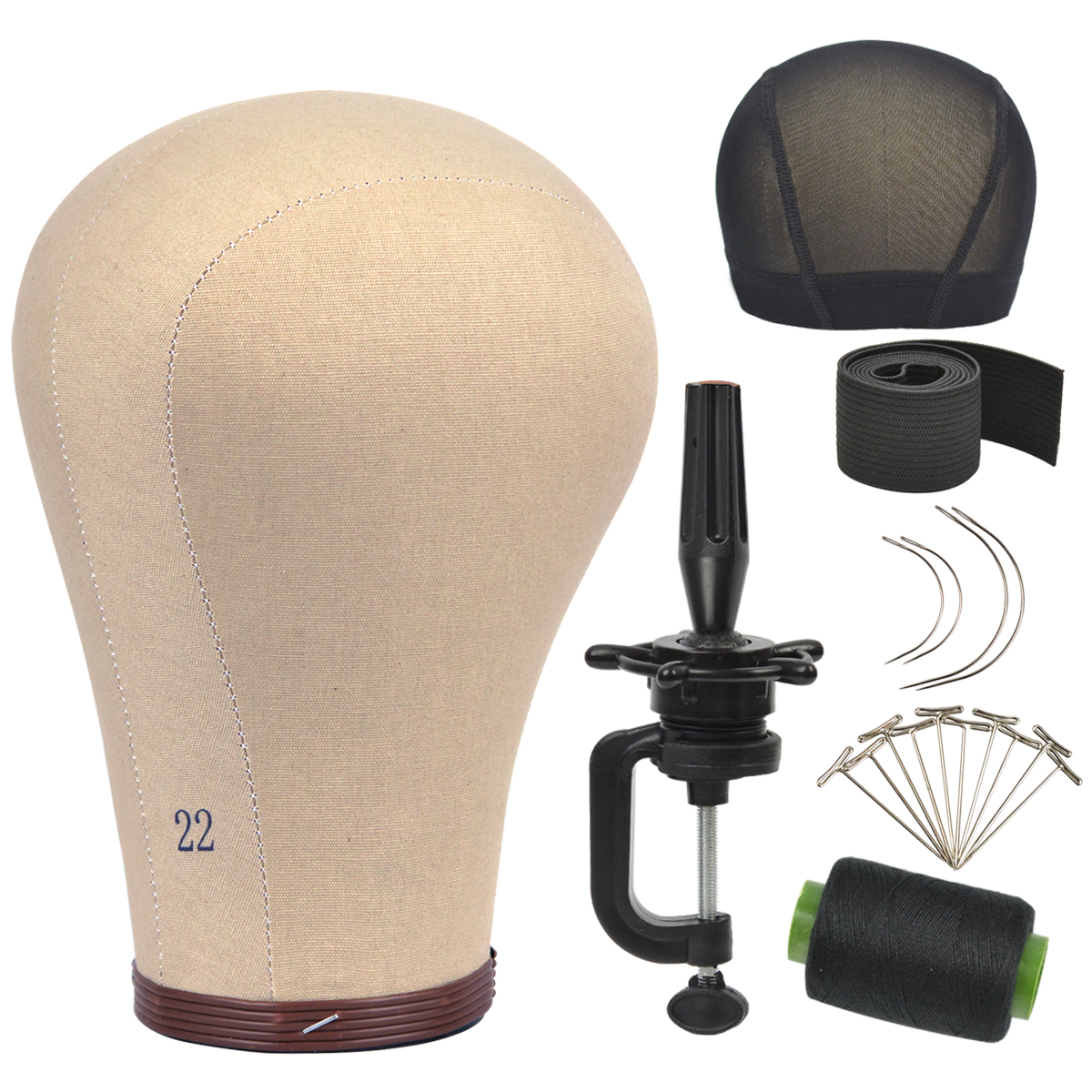 Mannequin Head 21Inch / 22Inch / 23Inch Wig Head Cork Canvas Block Head Wig Display Styling Head With Stand and Mounting Holes