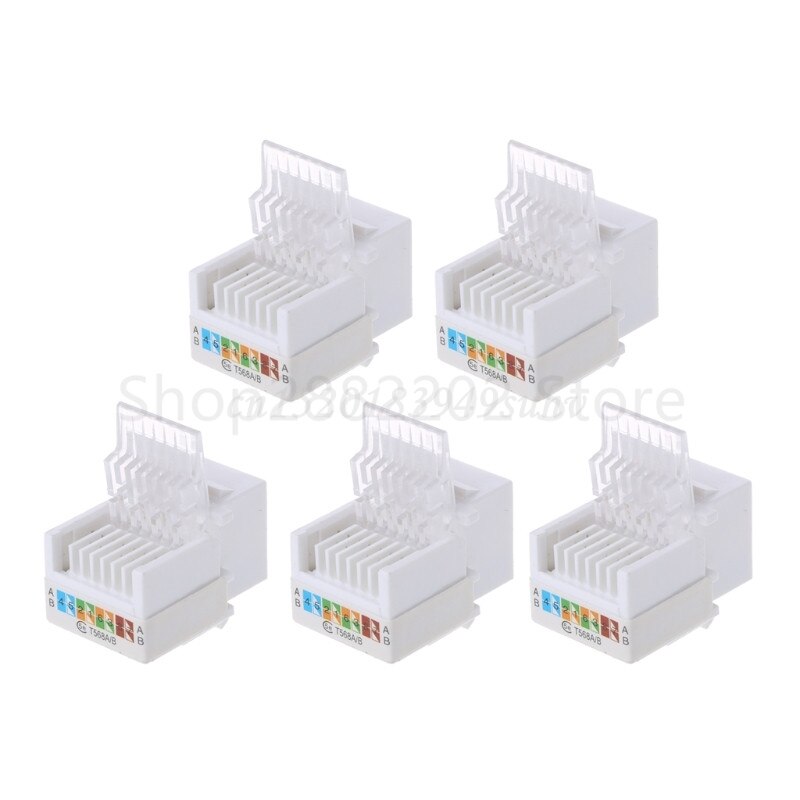 5Pcs CAT5E Utp Netwerk Module Tool-Gratis RJ45 Connector Kabel Adapter Voor Amp