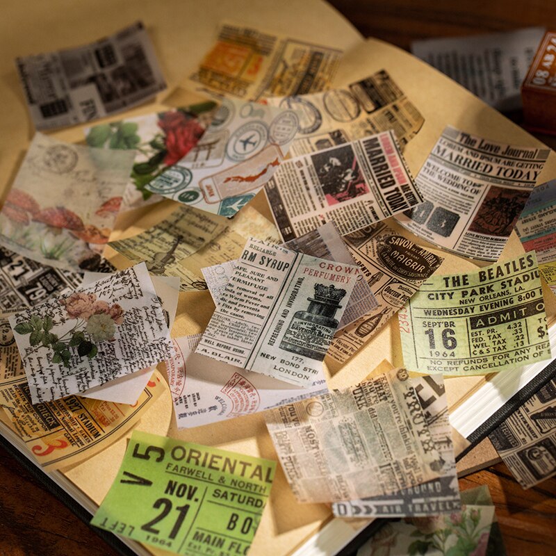 Vintgae Plants Writable mini Craft Card Junk Journal Planner newspaper scenery Clipbook Decoration Paper DIY Scrapbooking Album