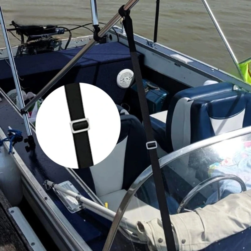 Correas para toldo superior de barco Bimini resistentes a la intemperie, correas marinas ajustables con ganchos de presión de acero inoxidable para dosel y canoa