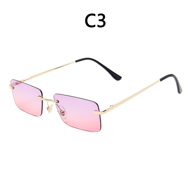 BOYSEEN Randlose Brille Mann Stilvolle Sonnenbrille Frau Rosa Blau Brillen UV400 Farbverlauf Sonnenbrille: Blau