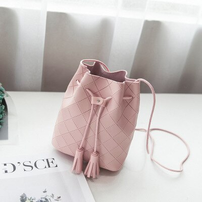 Frauen Große Kapazität Mit Schnalle Feste PU Leder Eimer Tasche Kreuz Körper Geldbörse Beiläufige Einzelne Schulter: Pink