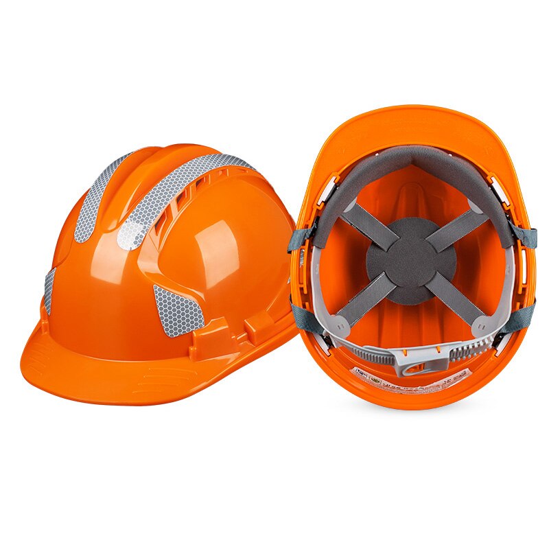 Reflective Hard Hat Outdoor Working Safety Helmet Breathable Construction ABS Work cap High strength Head protection: Orange