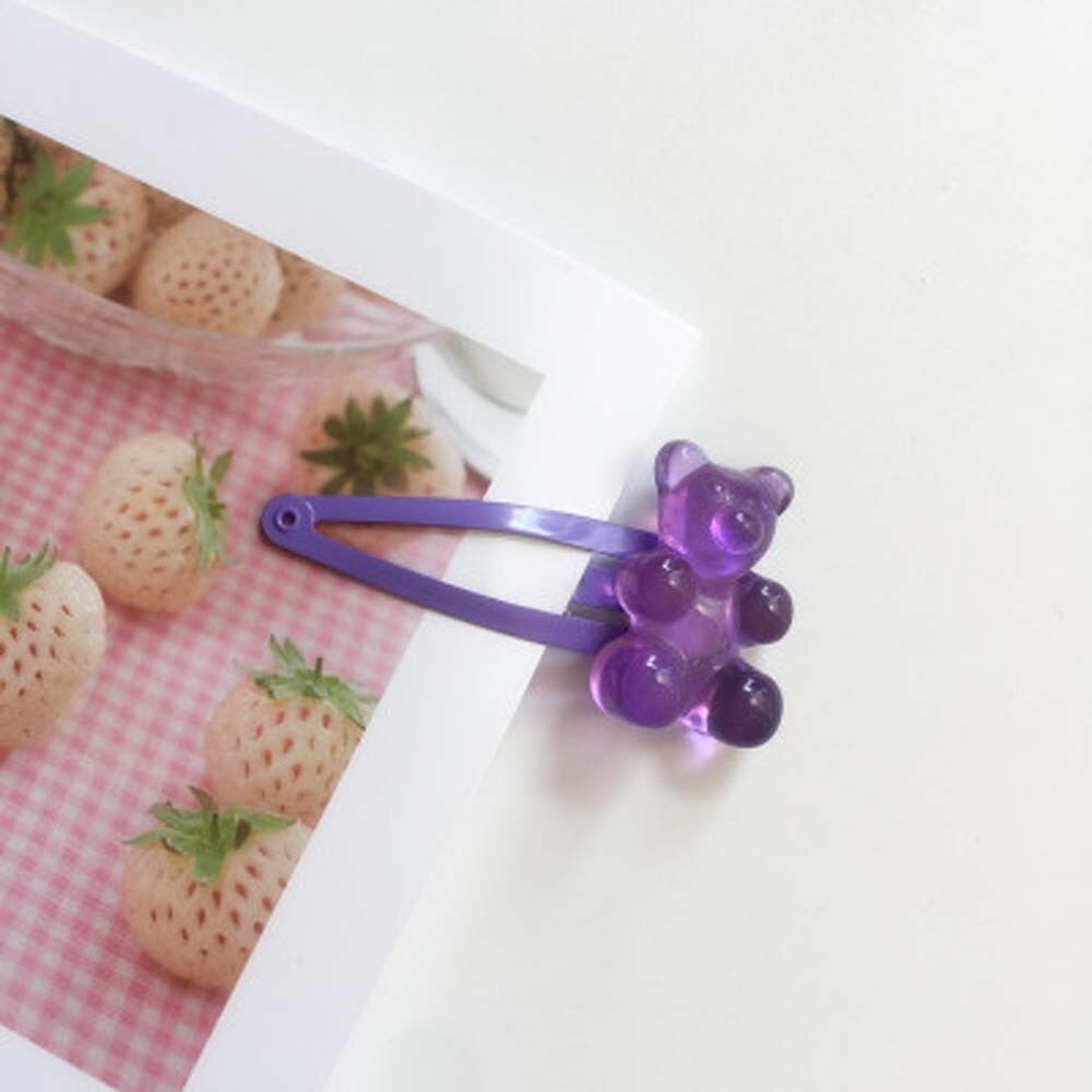 Zoete Vrouwen Haar Clip Leuke Jelly Beer Snoep Kleur Haarspeld Eenvoudige Eendenbek Clip Meisjes Kids Baret Mode Haaraccessoires: purple