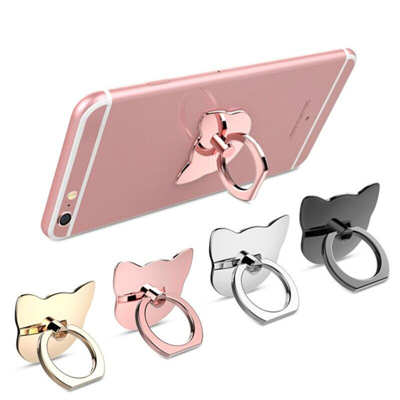 Kattenkop galvaniseren vinger ring houder mobiele telefoon houder telefoonstandaard ringen 360 graden standaard houder voor iphone telefoon ring