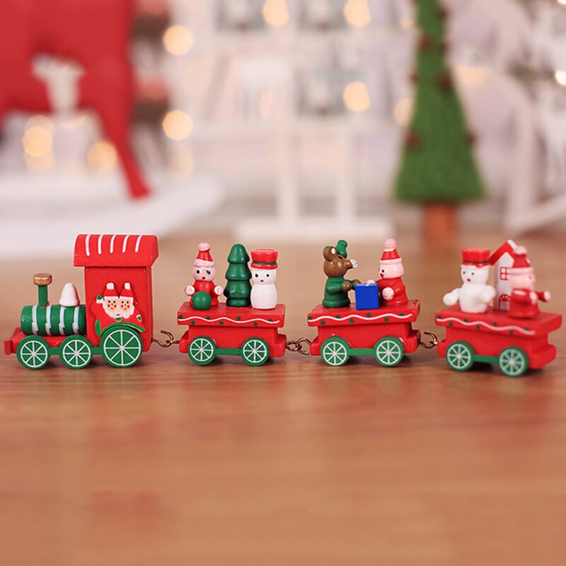 Træ juletog mini jul rekvisitter børnehaven juledekoration festival dekorativ