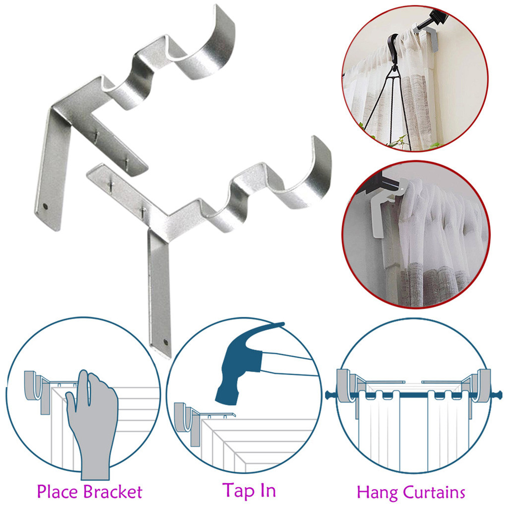 1 pair of hanging curtain rod holder, tap to the right into the window frame curtain rod bracket curtain rod bracket #40