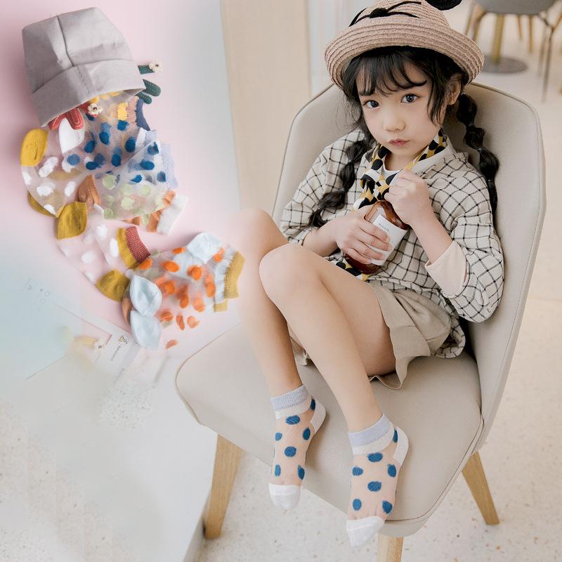 5 paires de chaussettes d'été pour bébé fille, chaussettes courtes en maille, couleur bonbon, à rayures, à pois, fines, confortables et respirantes