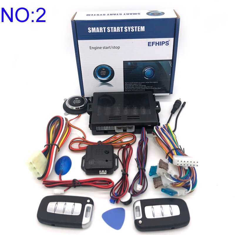 Universal auto start stop keyless entry system engine start alarm system push one-button start system remote car accessories: NO.2
