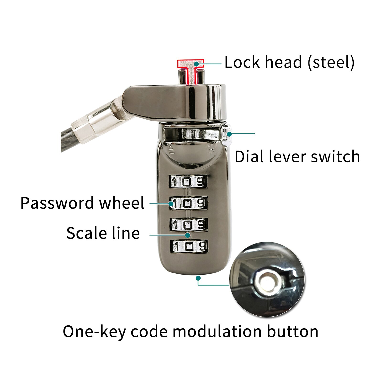 Computer Lock Digit Security Wachtwoord Laptop Combinatie Lock Anti-Diefstal Ketting Voor Notebook Pc Lock Combinatie Security Lock