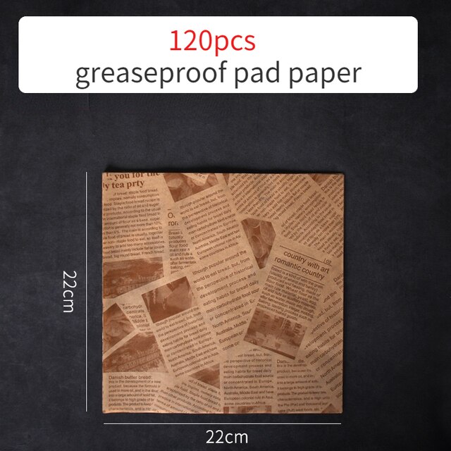 French Fries Basket Stainless Steel Food Storage Rack Snack Icing French Fry Containers Tin Pails Wedding Birthday Party Favors: 120 pcs pad paper-A