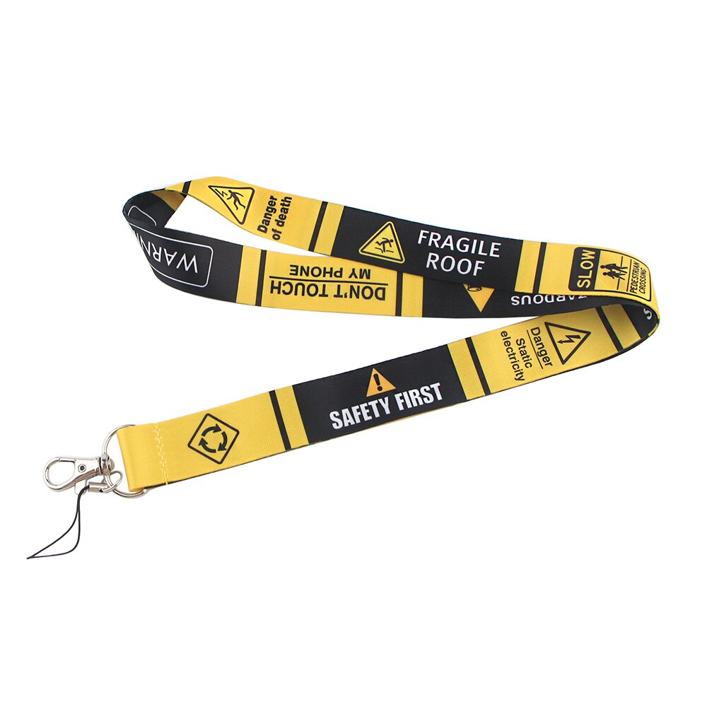 LX535 Danger Warning Signs Phone Straps Lanyards Id Badge Holder For Student Card Cover Business Card With Lanyard Rope