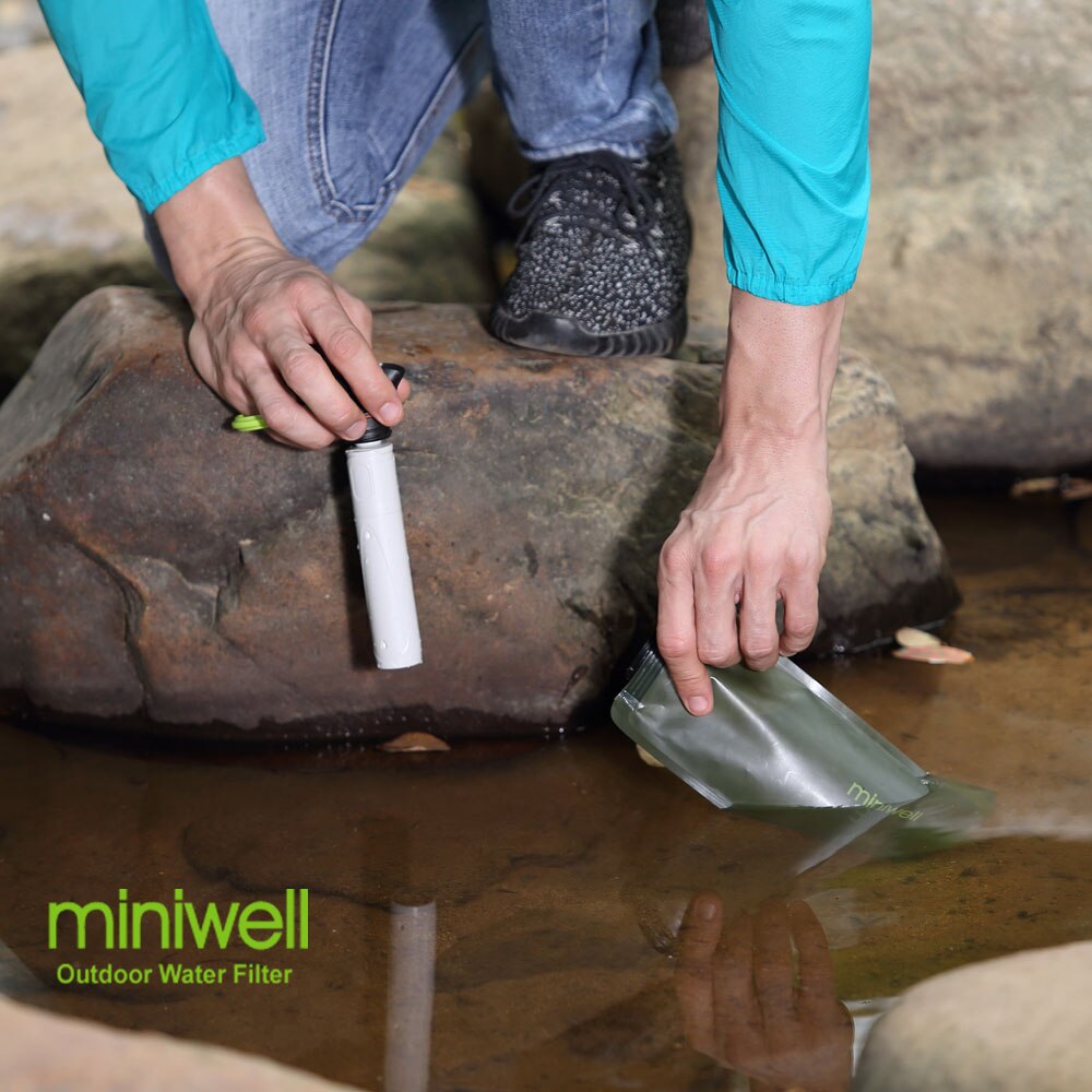 Miniwell persoonlijke waterfles met filter draagbare reizen kit
