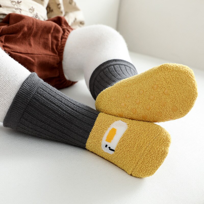 3 pares/lote antiderrapante bebê meias para a criança recém-nascidos crianças inverno veludo engrossar não deslizamento meias longas quente menino menina