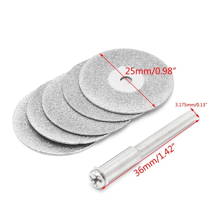 5pcs 50mm Diamonte Cutting Discs Drill Bit Shank For Rotary Tool Blade: 25mm