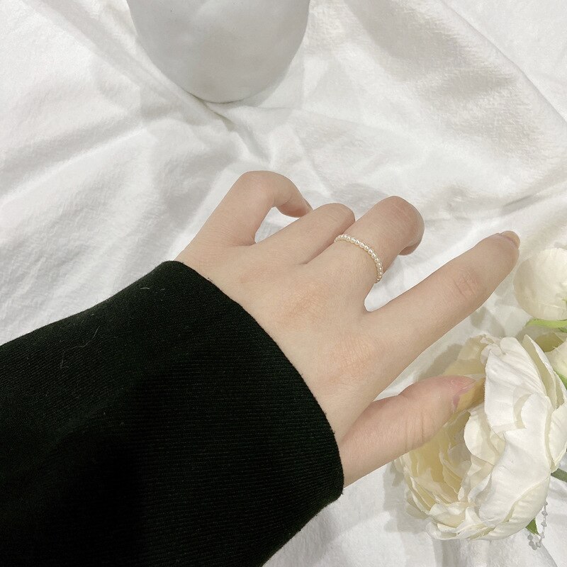 Natuurlijke Zoetwater Parel Multi-Kralen Ring Vinger Sieraden Continue Cirkel Minimalistische Ring Partij Sieraden