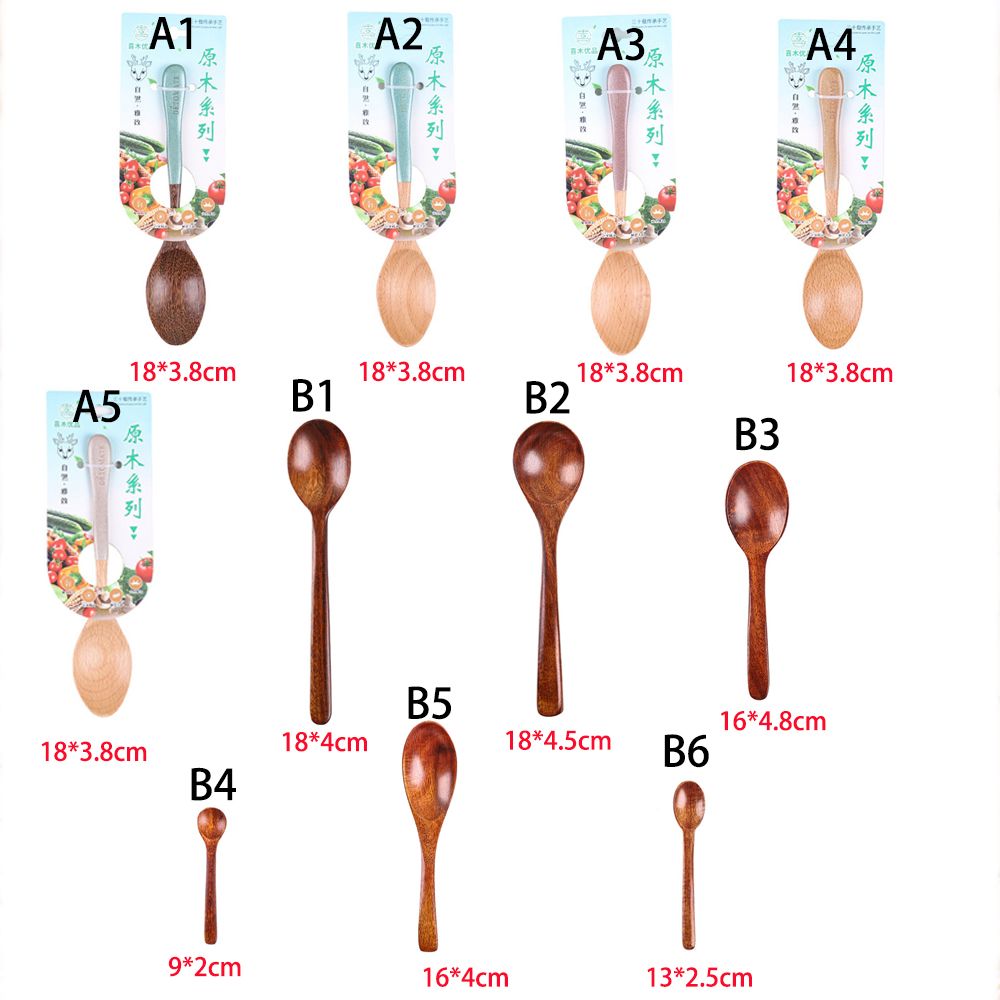 1Pcs Wooden Spoon Coffee Dessert Home Kitchen Utensils Rice Tea Honey Cooking Dining Tableware Teaspoons Kitchen Tools