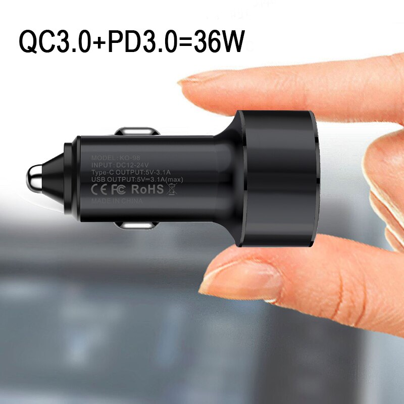 Autolader Dual Usb Qc 3.0 Adapter Sigarettenaansteker Led Voltmeter Voor IPhone13 12 Mobiele Telefoon Oplader Smart Dual Usb opladen