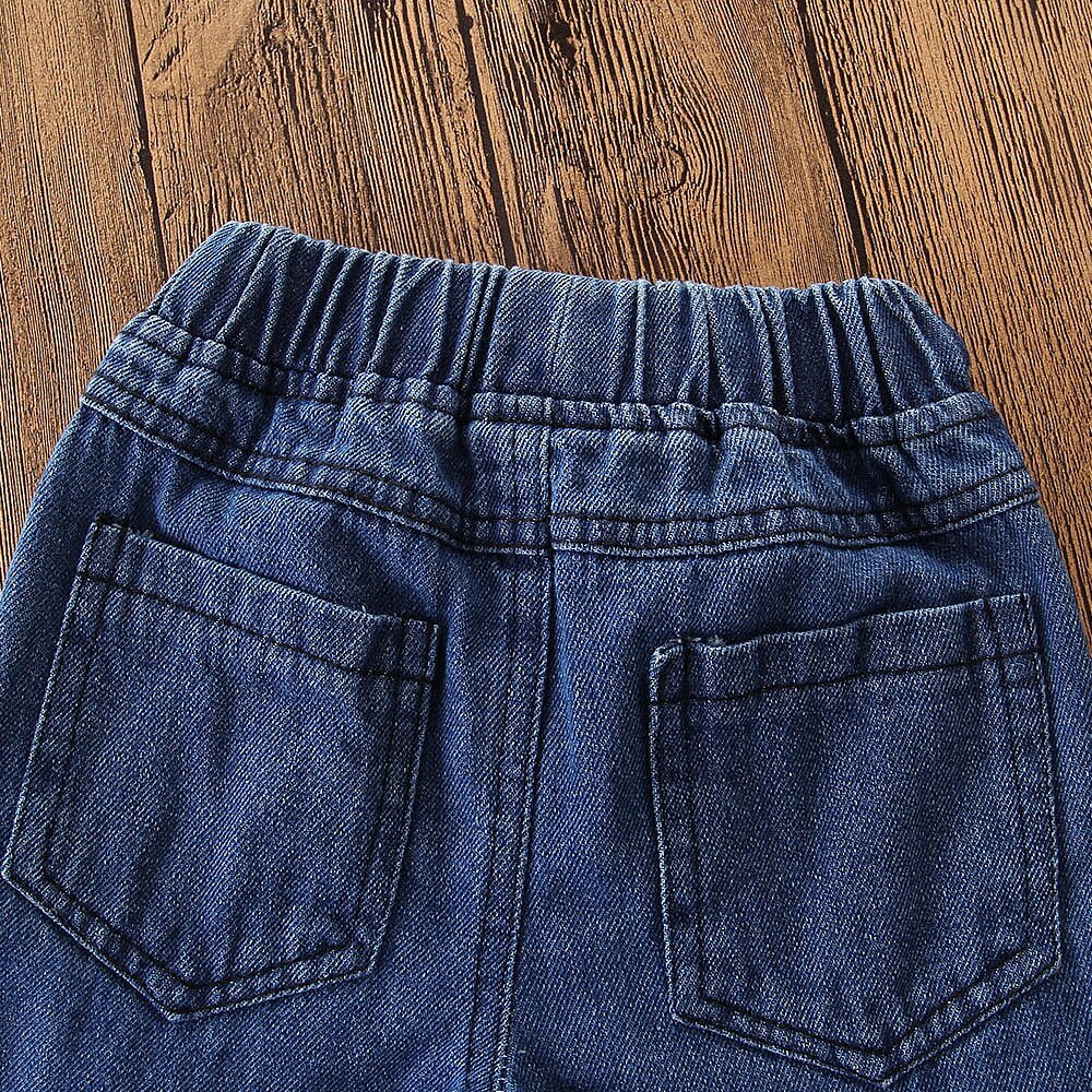 Tøj til småbørn piger forår sommer i europæisk stil babypige denimbukser flåede bukser elastiske talje jeans str. 1-5y