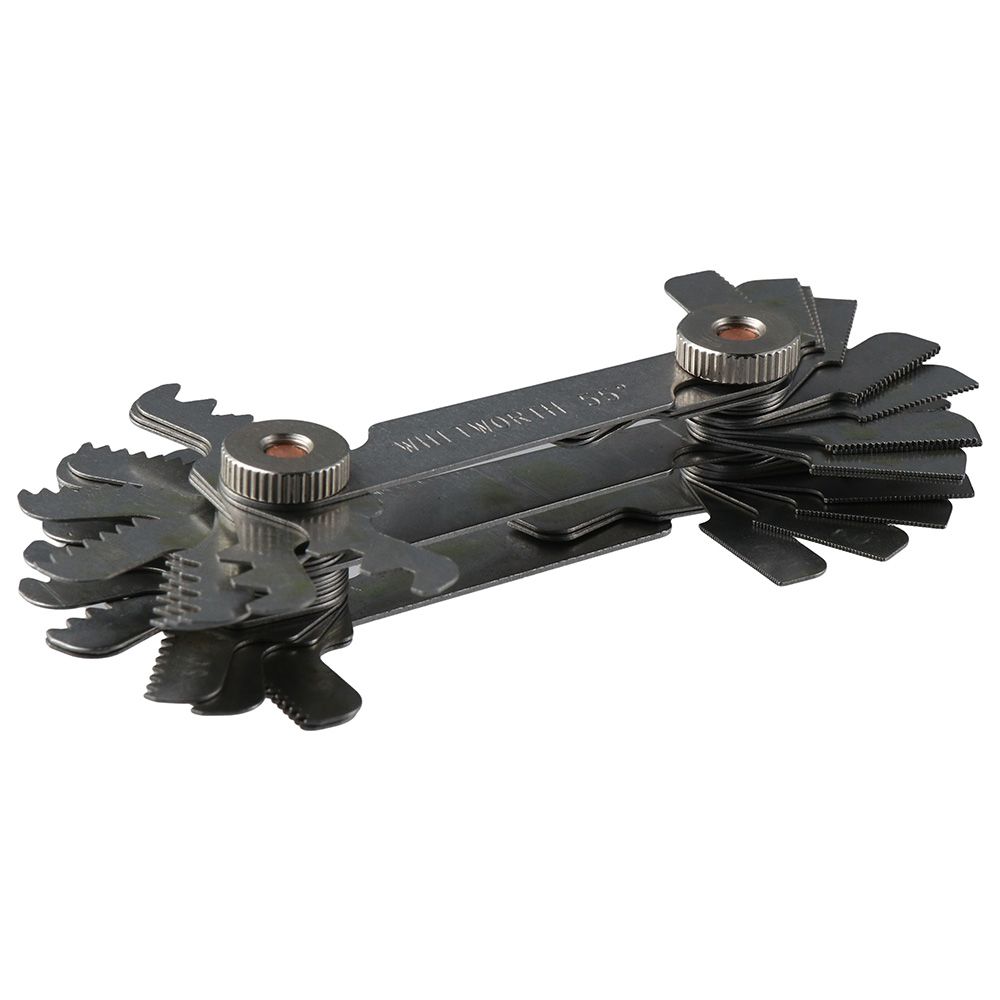 Gevindmåler i rustfrit stål, 52 stk. metrisk og britisk måleværktøj, 55 grader og 60 grader gevindmåler