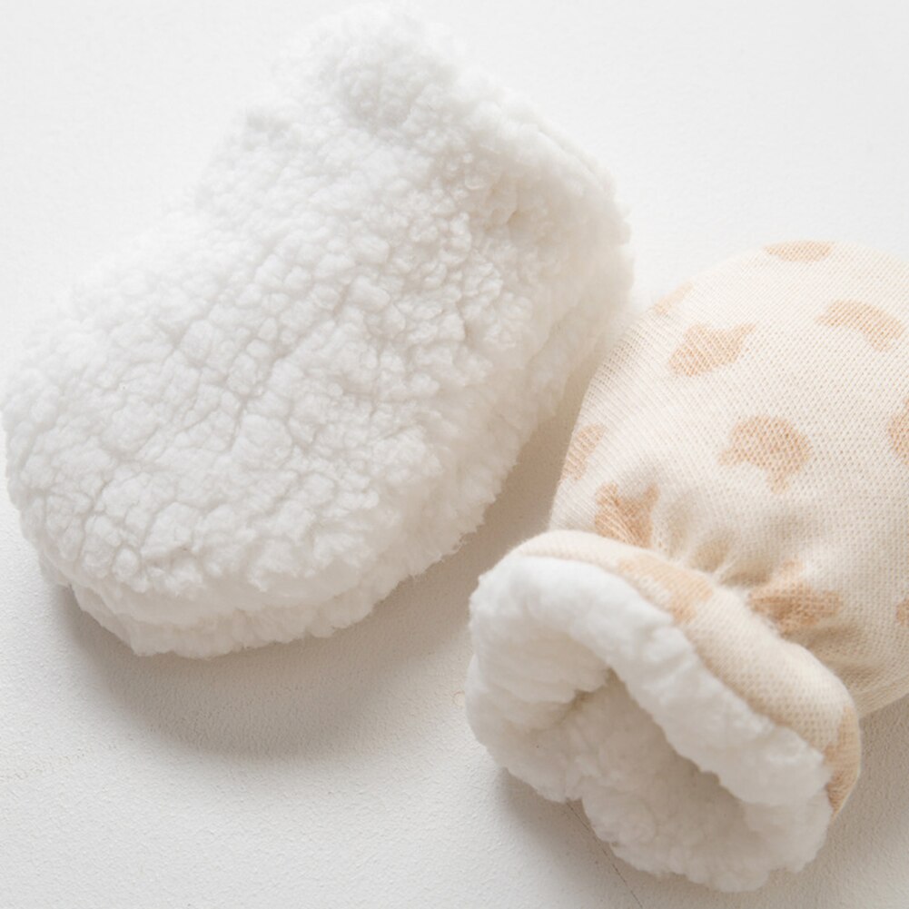 1 Pair Newborn Baby Cotton Gloves Anti-grab Mittens Infant Winter Thickening Warm Fleece Hand Warmer Gloves for Baby Kids