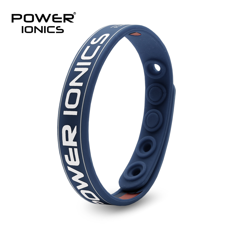 Power ionics antifatigue power fitness sport silikone ioner balance turmalin germanium charms armbånd armbånd armbånd: Blå