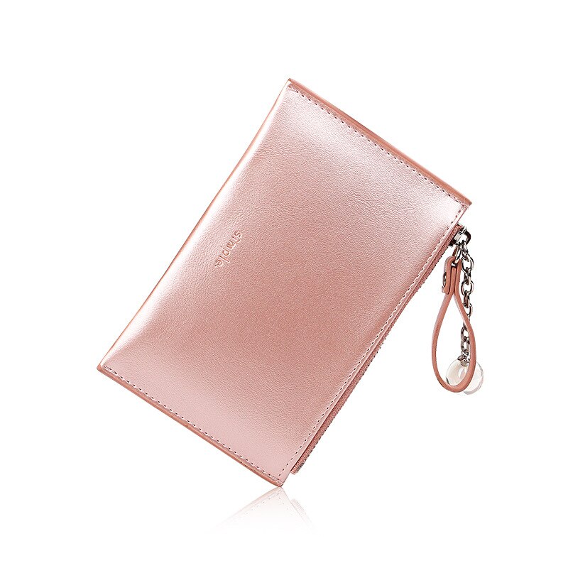 Mini Women's Wallet Female Slim Cute Leather Thin Ladies Coin Purse for Cards Small Wallet Women with Zipper portomonee vrouwen: Pink