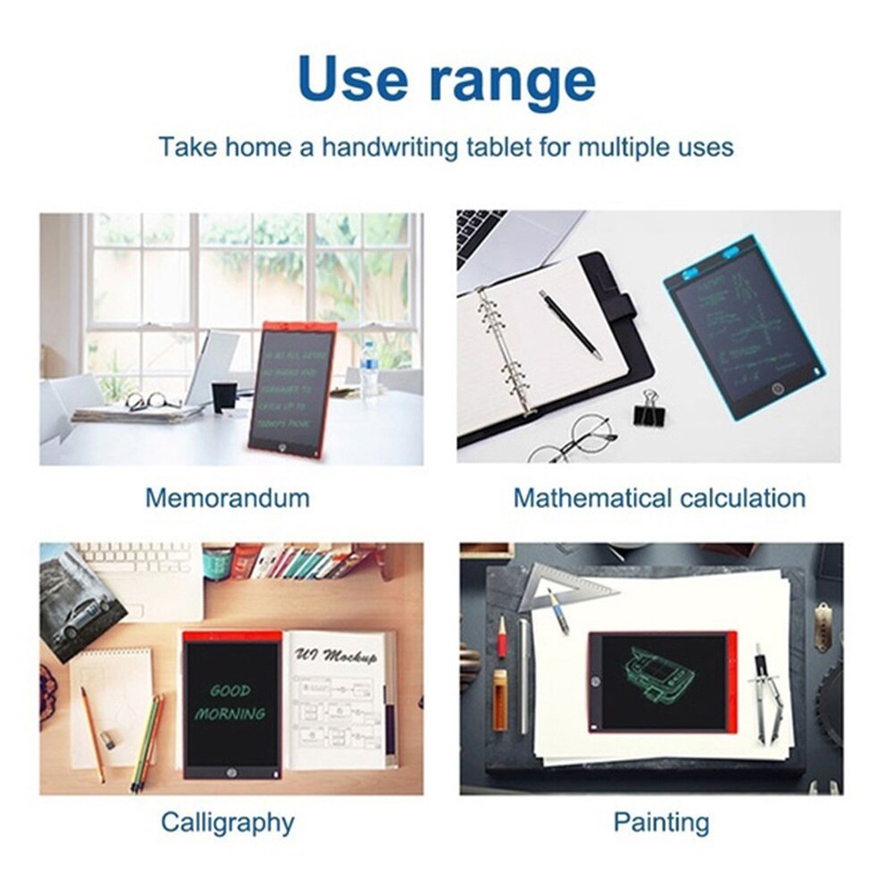 12'' LCD Graphic Tablet Writing Pad E-writer Kid Drawing Board Plotter Message Board Write Class Digital Notes Drafts Portable