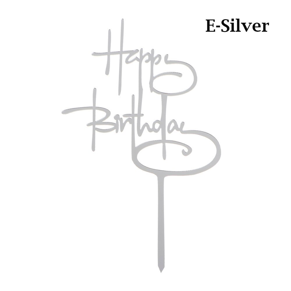 Happy birthday taarttopper van acryl met letters, goud en zilver, decoratie voor een jongensverjaardagsfeestje of bruiloft.: 17