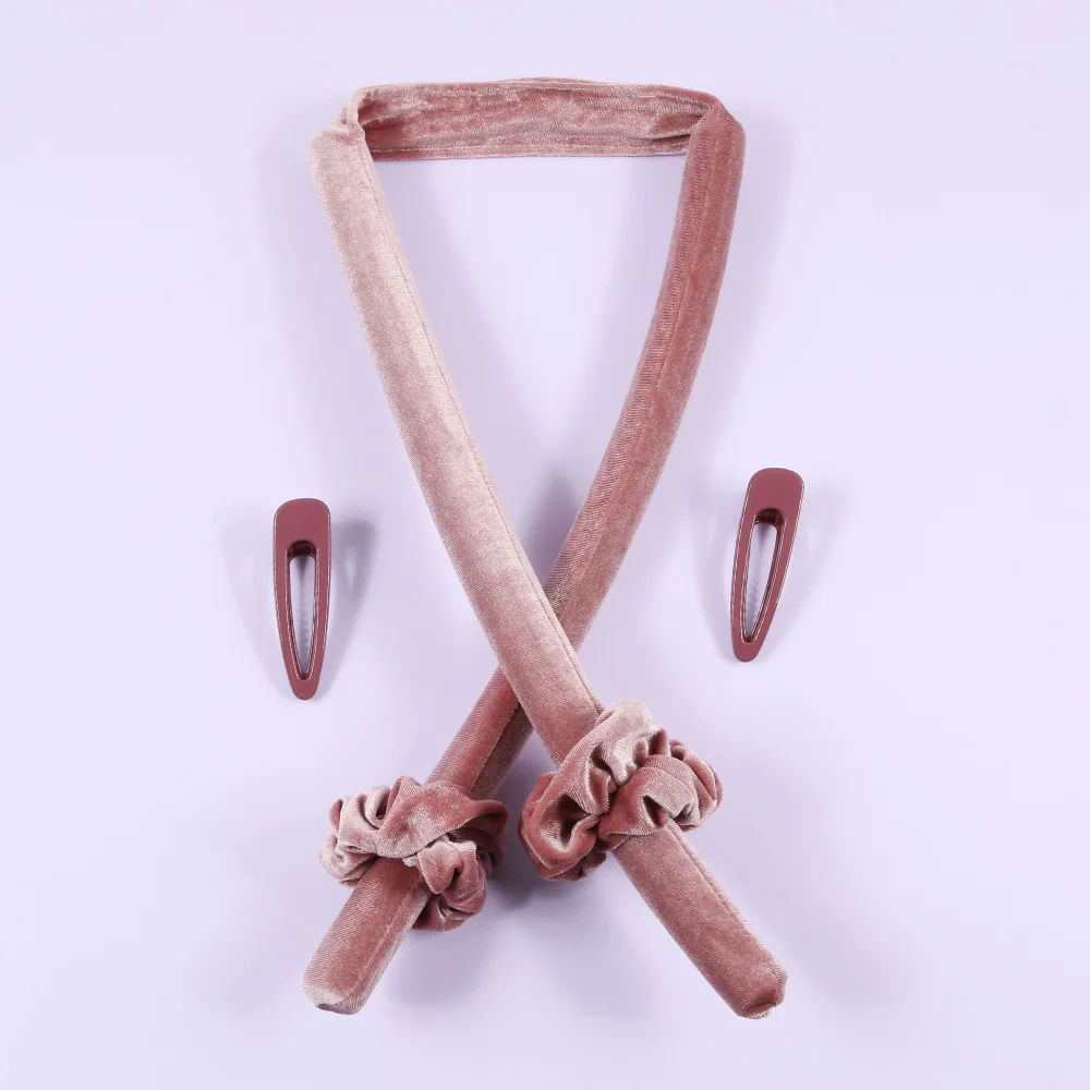 Magische Haarkrulspelden Stylingstools Hiteless Krullen Rollers Lint Slapend Hitteloze Fluwelen Krultang Accesorios Para El Cabello: Roze