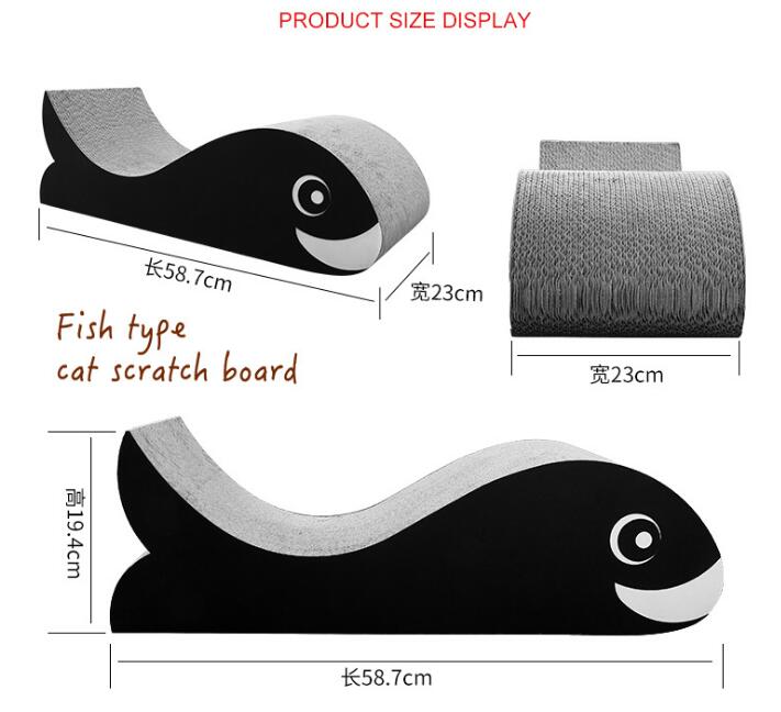 Medium Fish Shape Cat Scratcher Lounge Bed Fat Cat Bed Cardboard Paper Cat Toy Scratching Pad