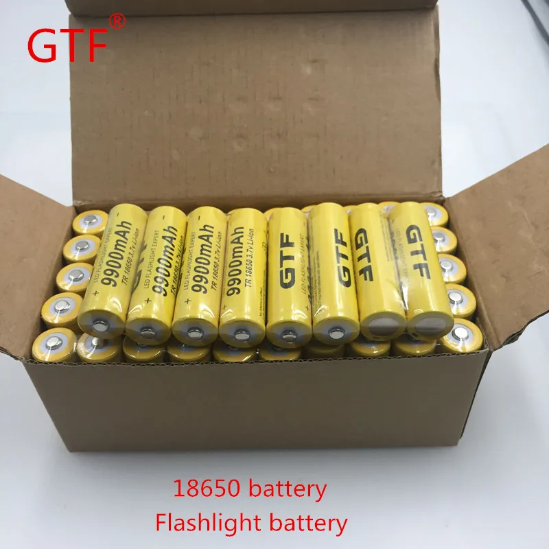 100% 18650 battery 3.7V 9900mAh rechargeable flash light battery 18650 battery + USB charger