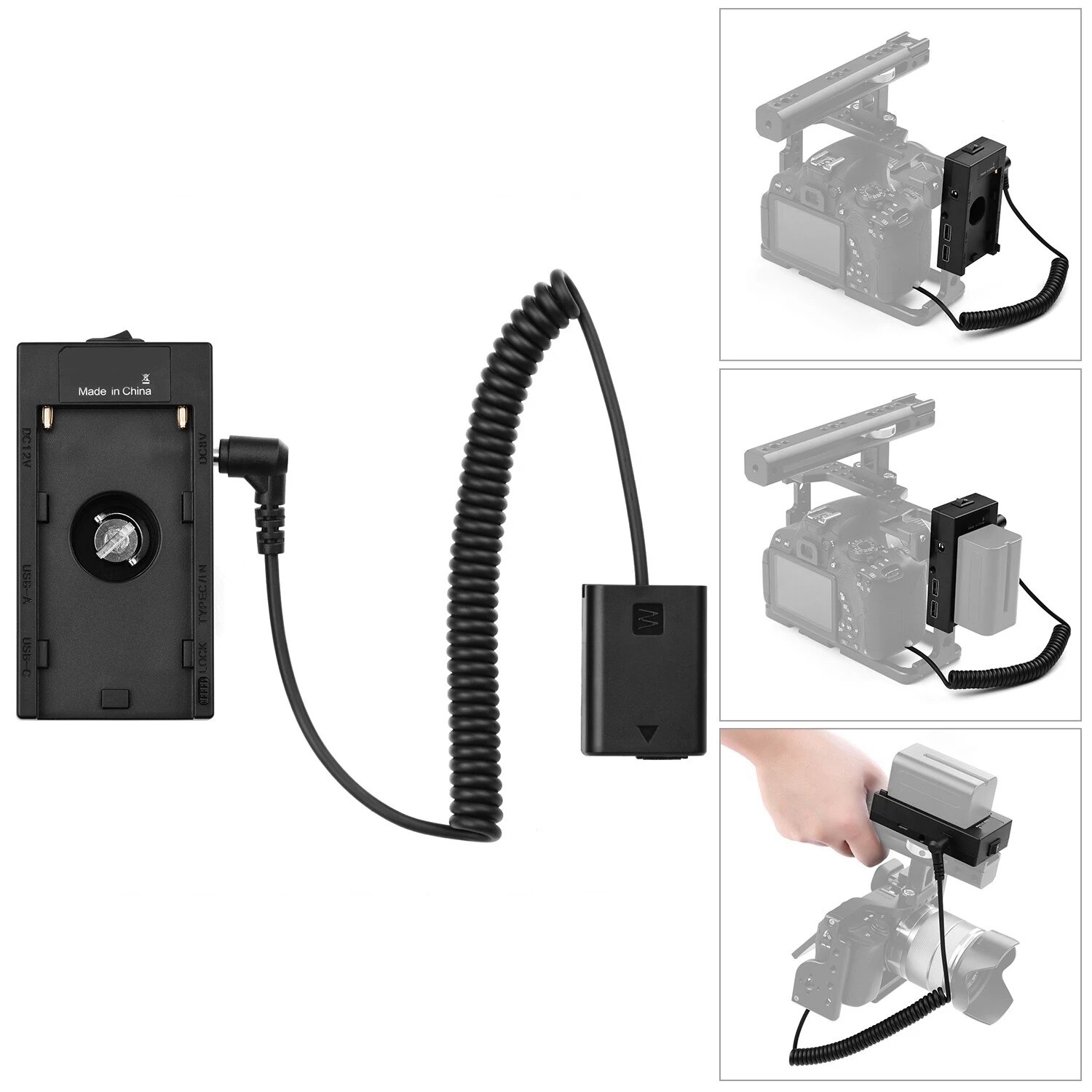 NP-F970 F750 baterii stojak na talerze adapter z podwójny interfejs USB + FW50 imitacja baterii łącznik robić Sony A7/A7R/A7S