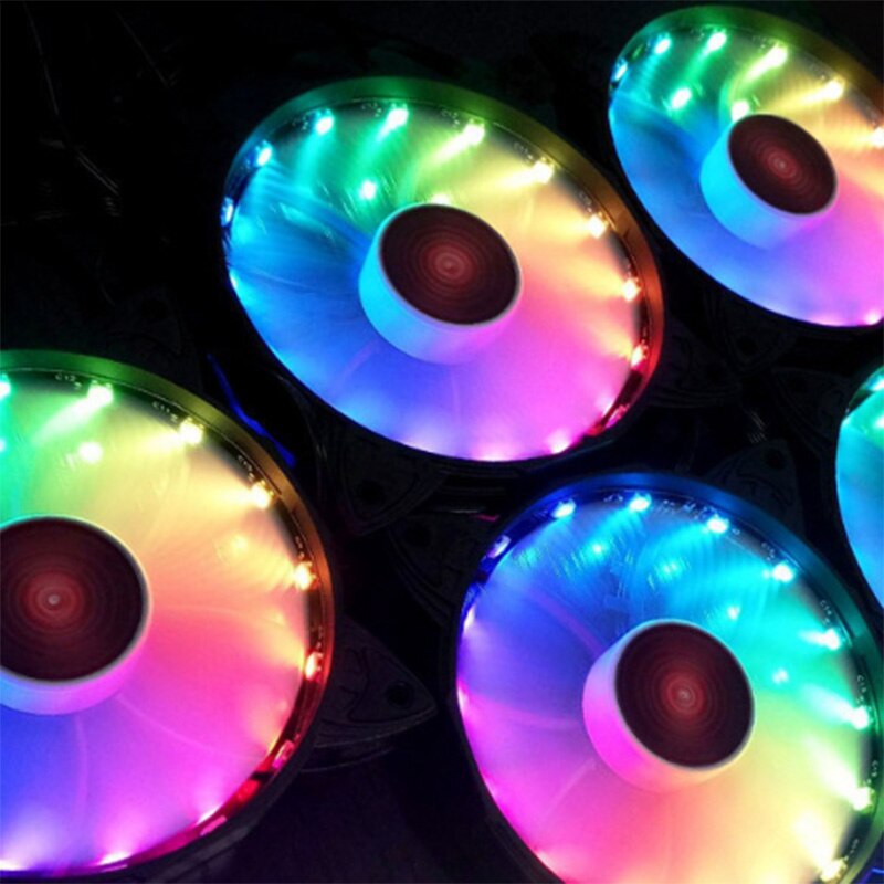 RGB Color-Changing Symphony LED Light Desktop Computer DIY Light-Emitting Cooling Fan LED Case Fans Computer Cooling Fan(Round F