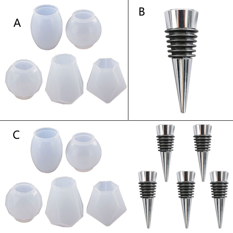 Juego de moldes de silicona para hacer botellas, herramientas artesanales para hacer tapones de vino, Chocolates, jabones, moldes de fundición de resina, 1 Juego