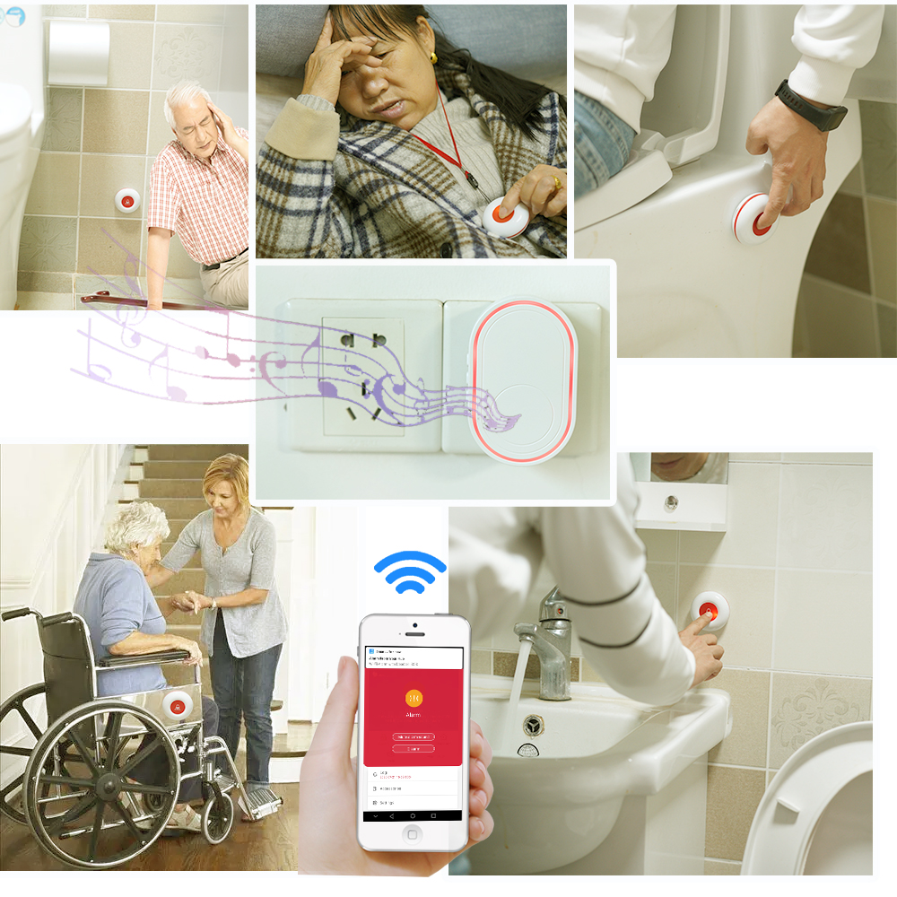 Topvico Smart WiFi Panic Button For Elderly SOS Alarm Wireless Caregiver Pager Fall Alert Emergency Call Alexa Google Home Tuya