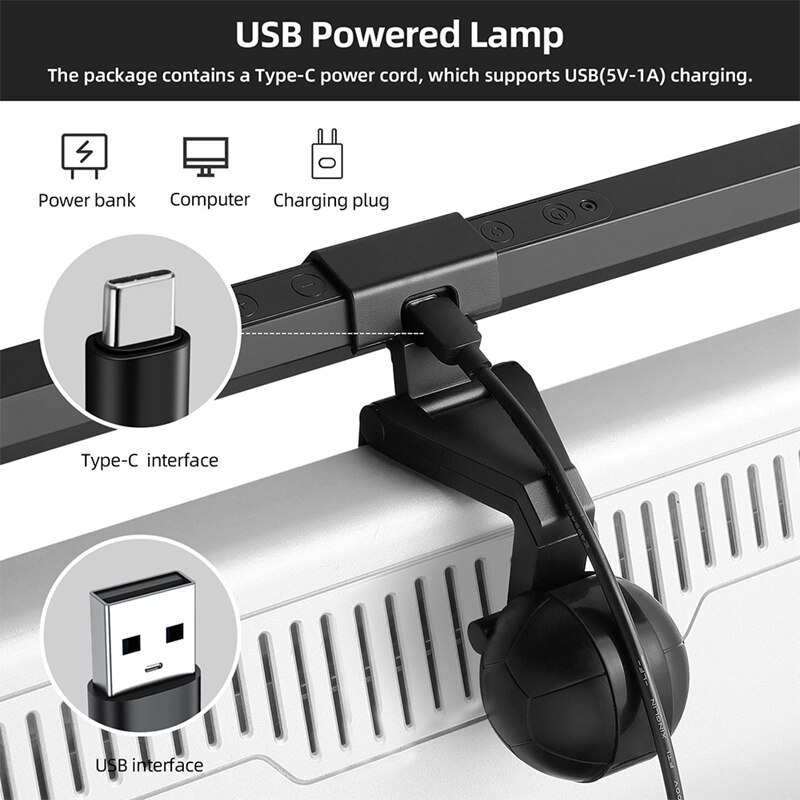 40Cm Dimmen Desktop Monitor Scherm Lamp Aluminium Eye-Care Led Lezen Opknoping Lichtbalk Usb Aangedreven