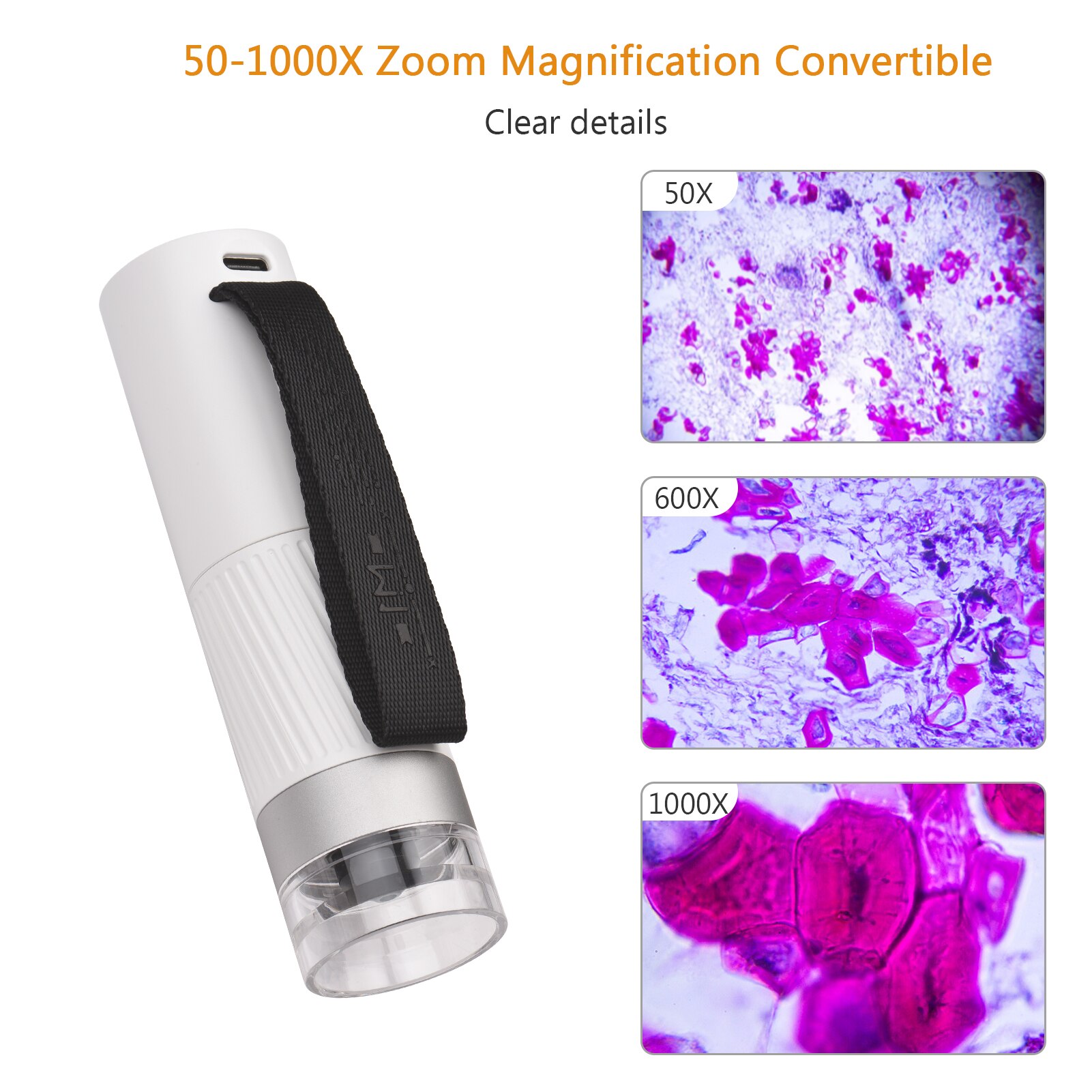 1000X WiFi Electronic Microscope Handheld Digital Magnifier with 8PCS Lamp Beads for Smartphone Laptop Insect Plant Observation